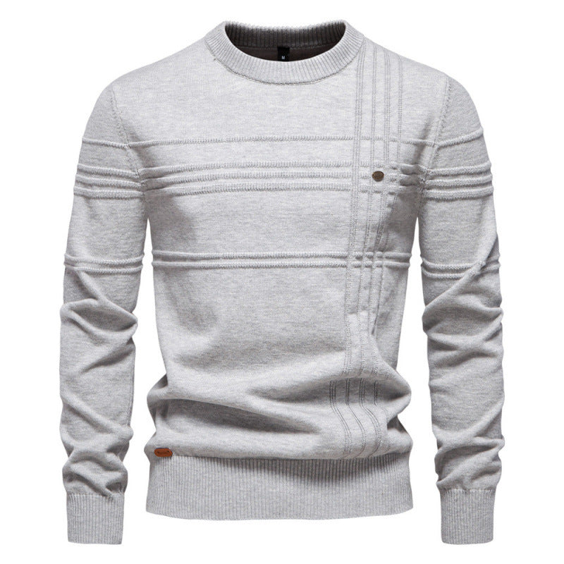 New Men’s Round Neck Pullover – High-Quality Solid Color Sweater