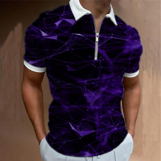 New Bestseller Digital Print Stripe Short Sleeve Turn-Down Collar Polo Shirt Paul Shirt