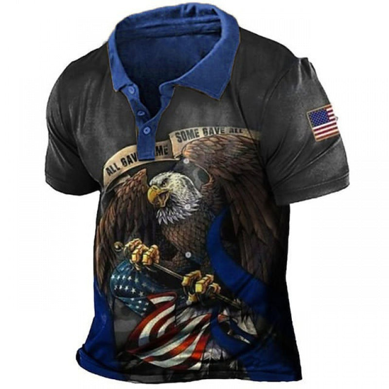 Street Quality 3D Print Polo Shirt Men's Casual Turn-Down Collar Short Sleeve Sport Shirt