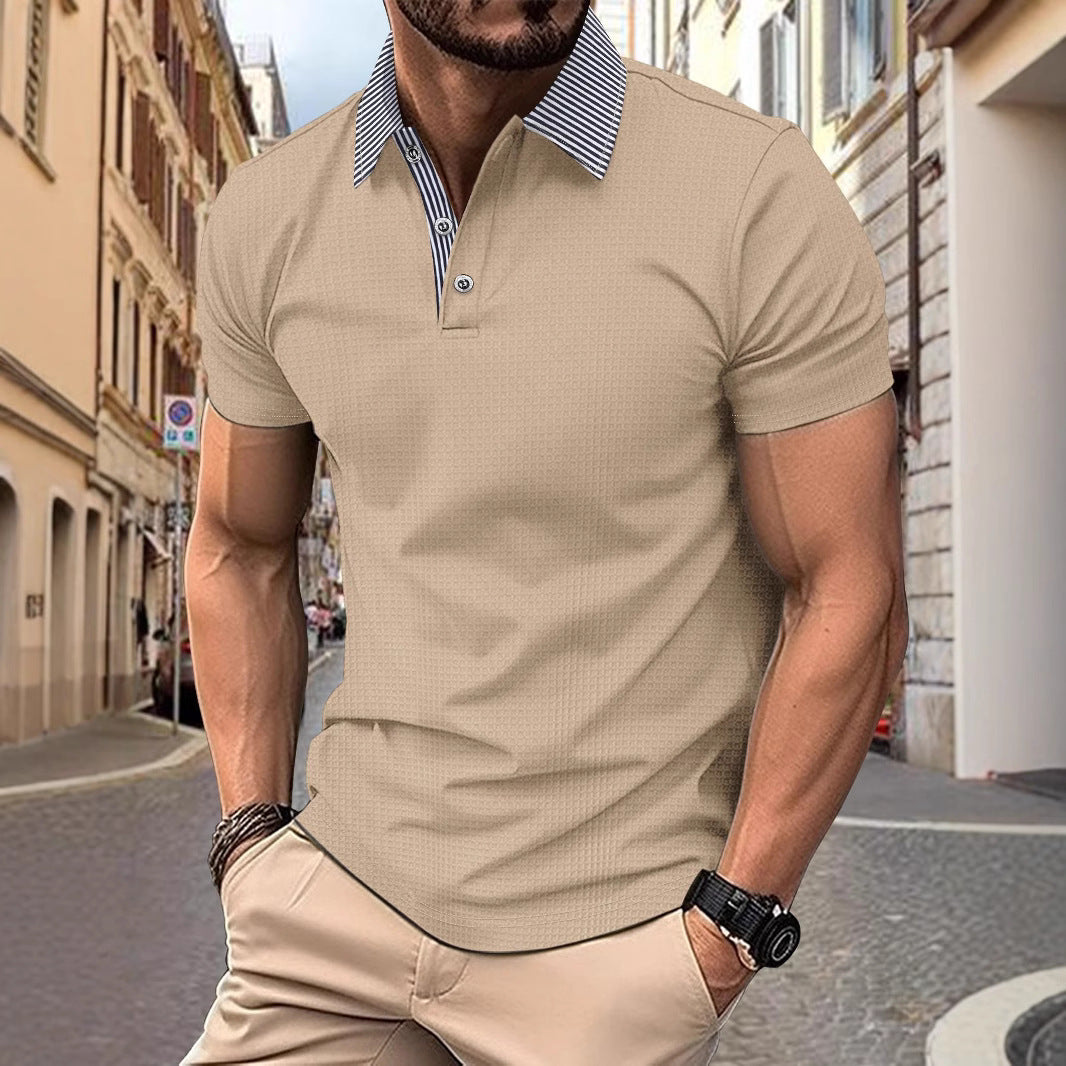 Spring Summer New Men's Wear Men's Polo Shirt Print Short Sleeve Button Turn-Down Collar T-Shirt Casual Top