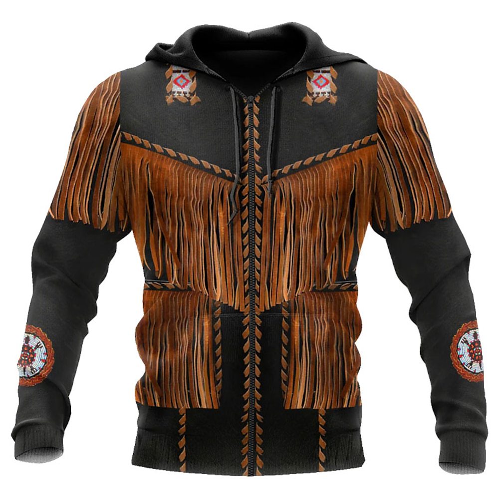 Men's Full-Zip Hooded Jacket Printed Outdoor Casual 3D Print Sporty Hoodie