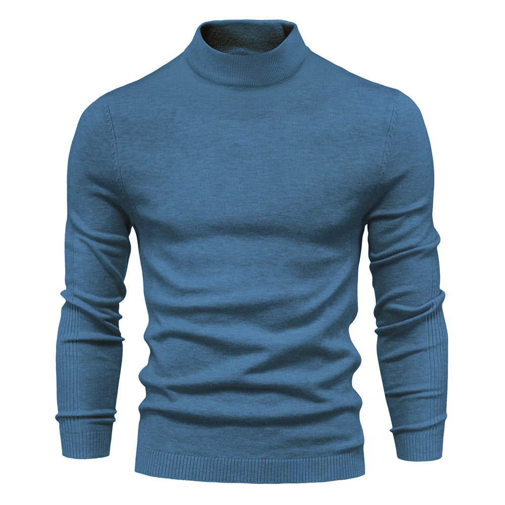 2025 Men’s Thick & Warm Sweater - Slim Fit Mid-Neck Knit Pullover in Multiple Colors
