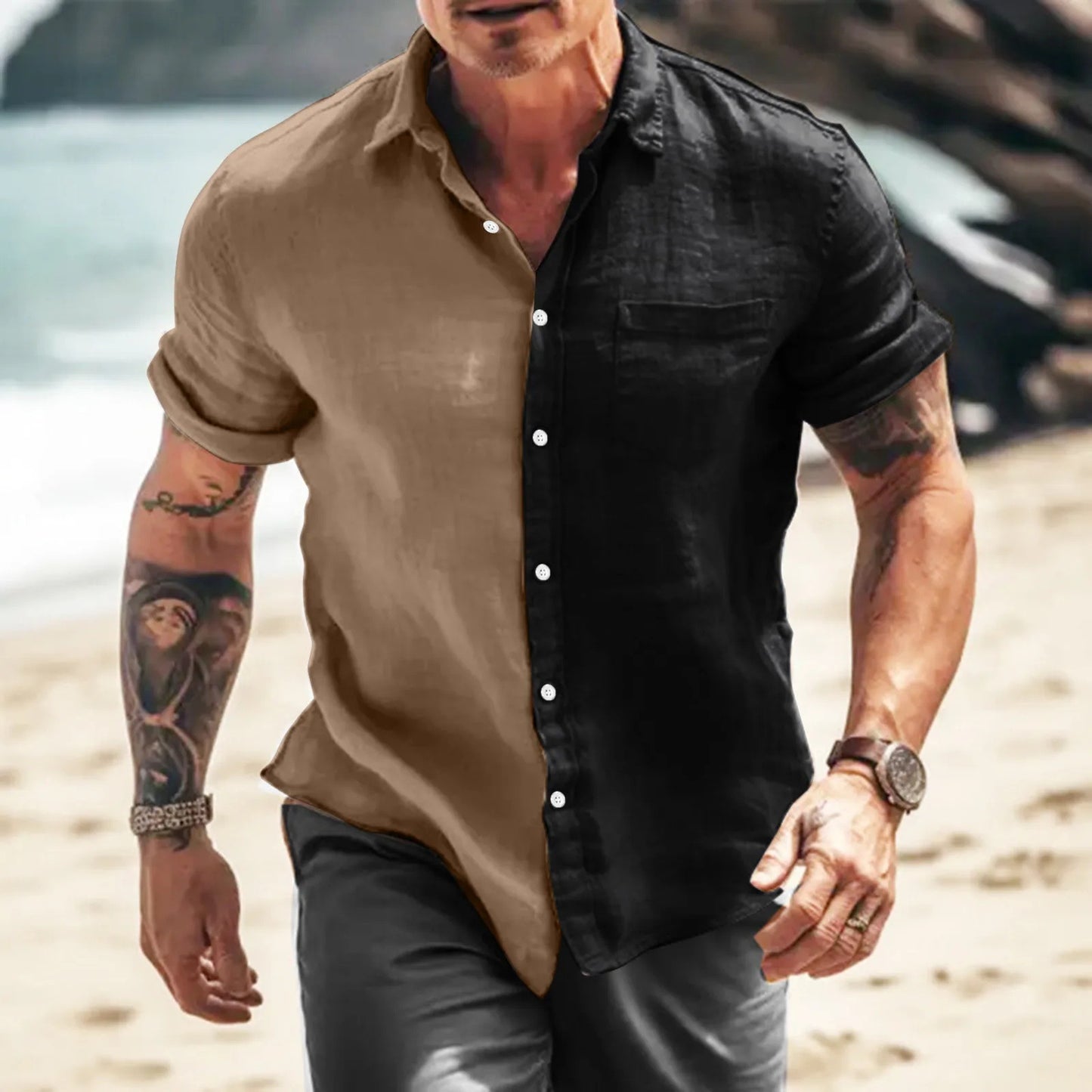 Men's Short Sleeve Shirt New Summer Cuban Shirt Vintage Hawaiian Loose Fit