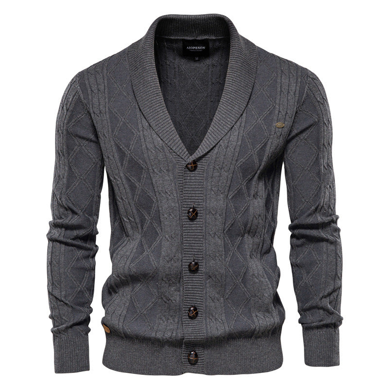 2025 Men’s V-Neck Cardigan Sweater - Trendy Thick Knit Pullover, Long Sleeve Cardigan Jacket for Men