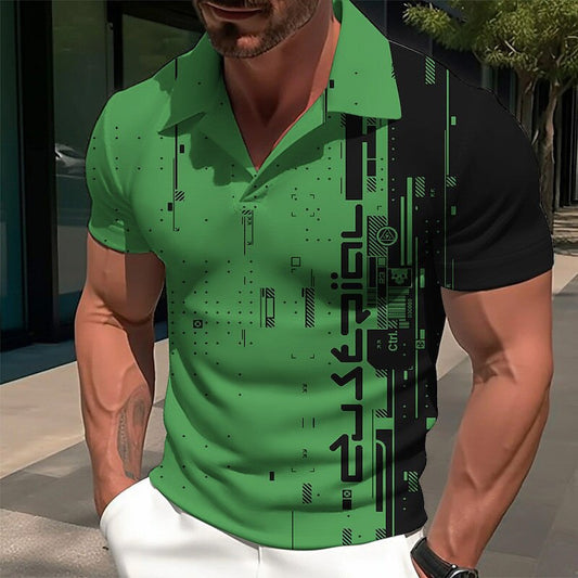 Men's Polo Golf Shirt Geometric Plaid Pattern 3D Print Cuban Collar Outdoor Street Short Sleeve Print Top