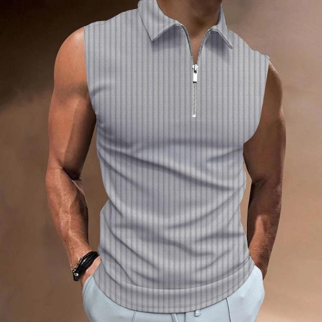 Exclusive For Ins Summer Men's Sleeveless Color-Block Polo Shirt Top