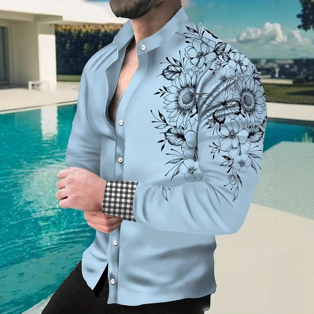 Summer New Men's Casual Top 3D Print Fashion Loose Short Sleeve Shirt