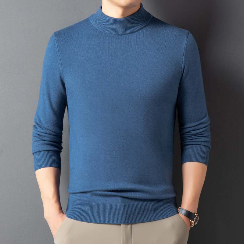 Semi-Turtleneck Thickened Knit Sweater for Winter – Warm Solid Color Men's Pullover Wool Sweater