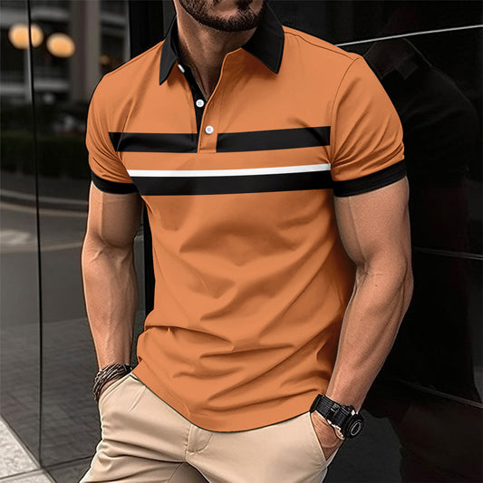 Summer New Men's Casual Sport Turn-Down Collar Short Sleeve Polo Shirt