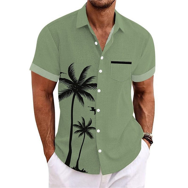 Short-sleeved Coconut Casual Beach Men's Shirt