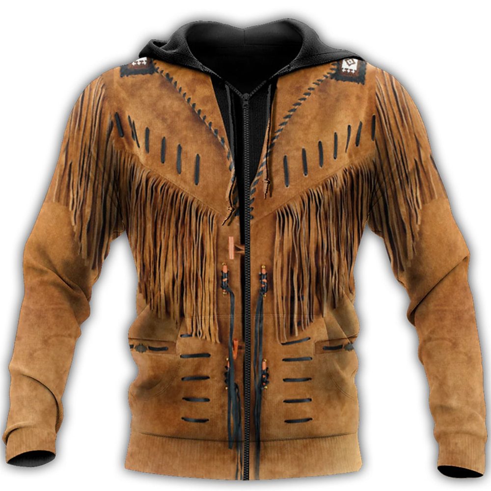 Men's Full-Zip Hooded Jacket Printed Outdoor Casual 3D Print Sporty Hoodie