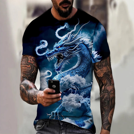 Harajuku Men's Hip-Hop Streetwear 3D Eagle Print Loose Tee