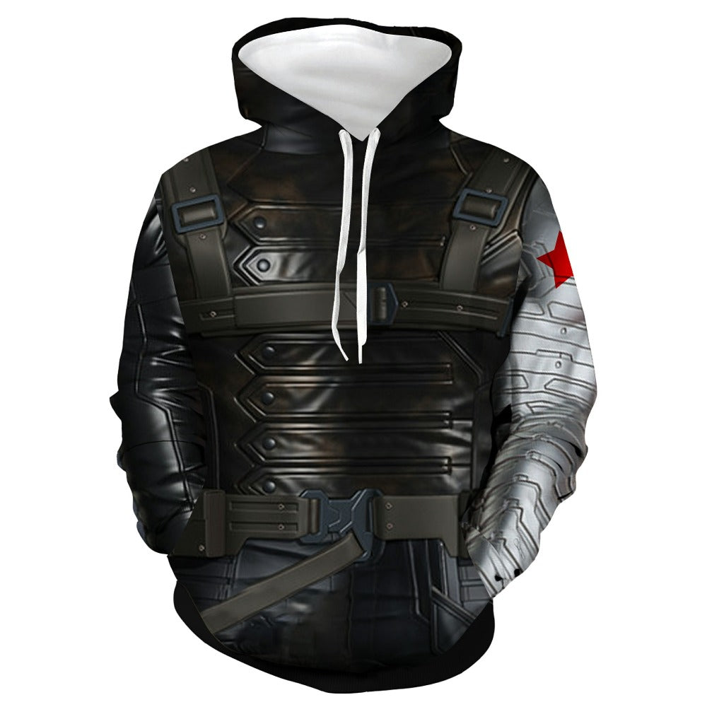 Winter Soldier 3D Print Men's Zip-Up Hoodie Cosplay Jacket