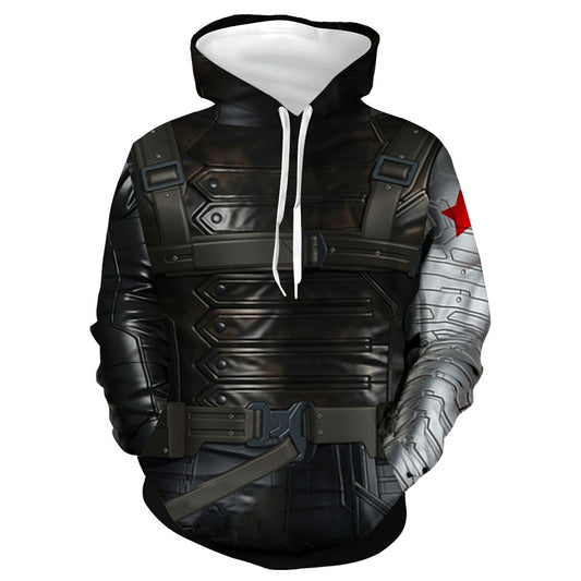 Winter Soldier 3D Print Men's Zip-Up Hoodie Cosplay Jacket
