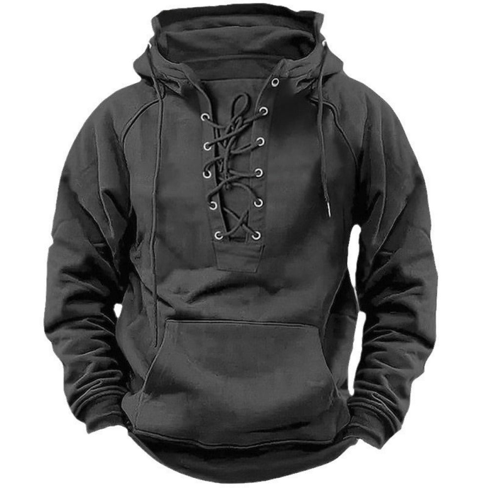 Spring Men's Solid Color Hoodie Youth Multi-Pocket Casual Wear