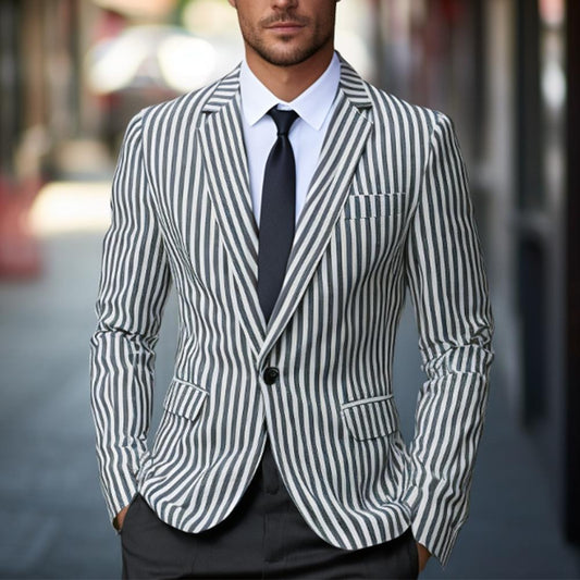 New Spring Men's Fashion Striped OneButton Suit