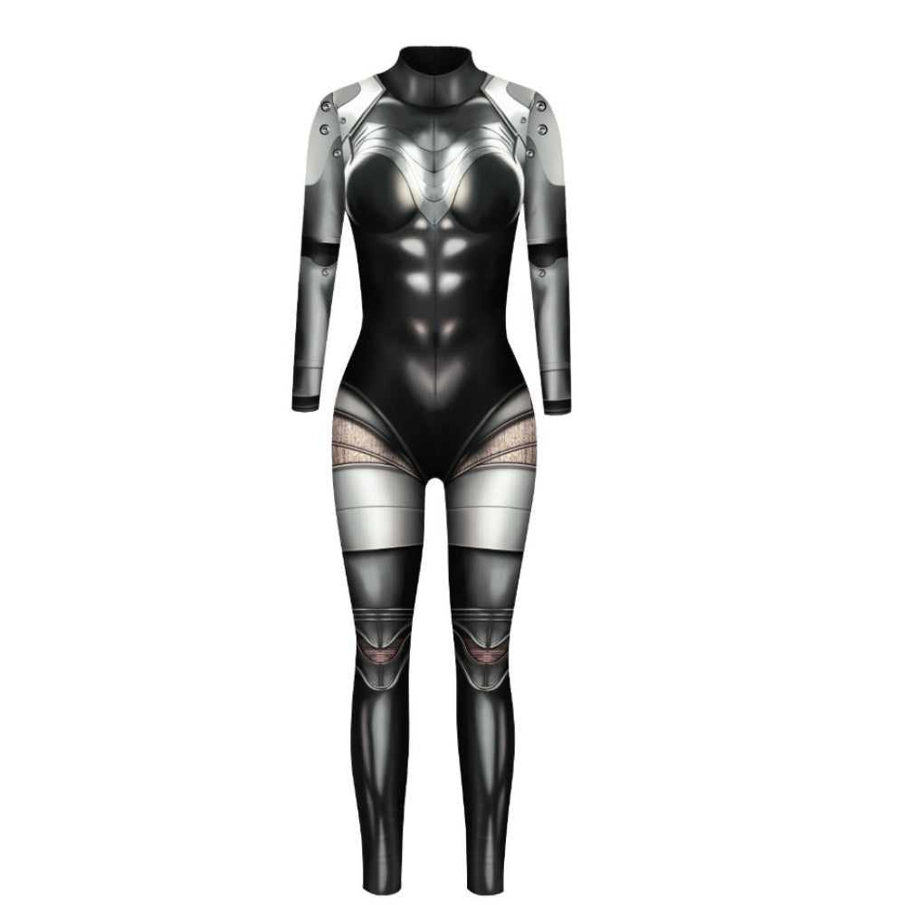 Skeleton-Themed 3D Digital Print Adult/Child Long-Sleeve Jumpsuit