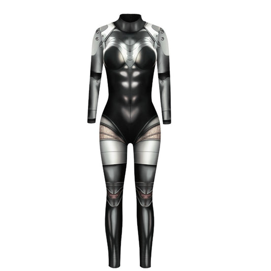 Skeleton-Themed 3D Digital Print Adult/Child Long-Sleeve Jumpsuit