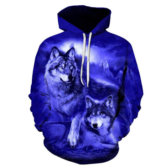 Bestseller Men's Hoodie 3D Printed Fierce Animal Wolf Fashion Trendy Pullover