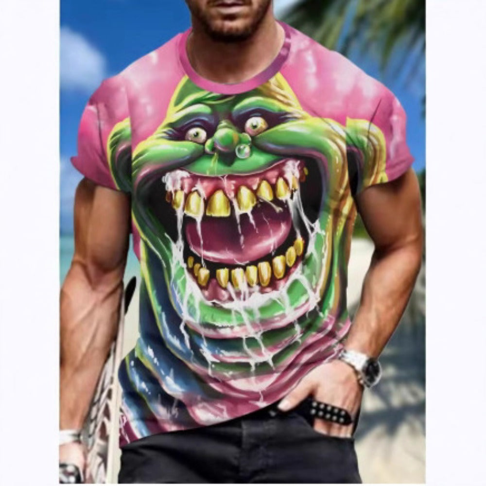 Round Neck Washable Fun Graphic Summer T-Shirt