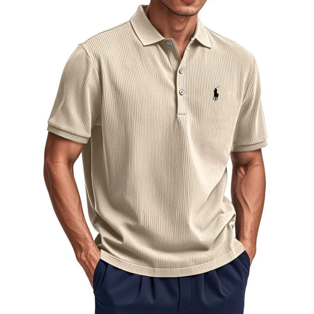Summer New Men's Wear Casual Button Turn-Down Collar Polo Shirt Men White Black