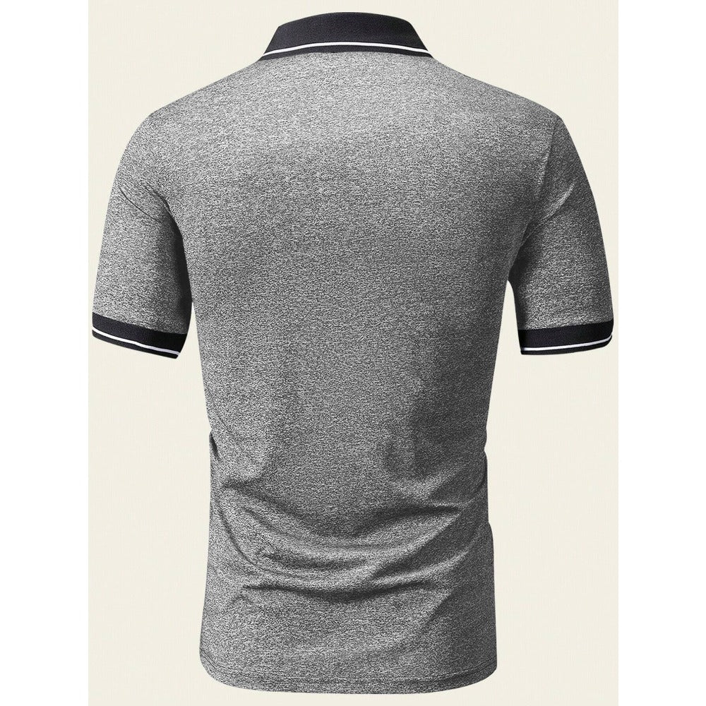 Summer New Men's T-Shirt Casual Button Short Sleeve Jacquard Collar Polo Shirt Business Turn-Down Collar Shirt