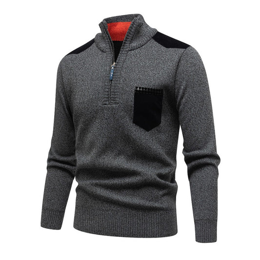 Semi-Zip Stand Collar Knit Pullover – New Season Fashionable Casual Sweater
