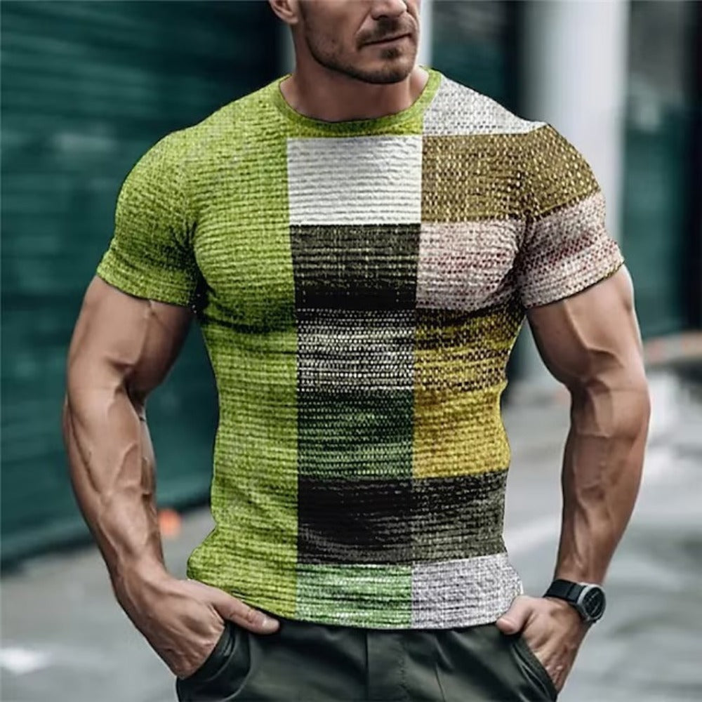 Summer Men's Round-Neck Printed Sportswear Casual Top