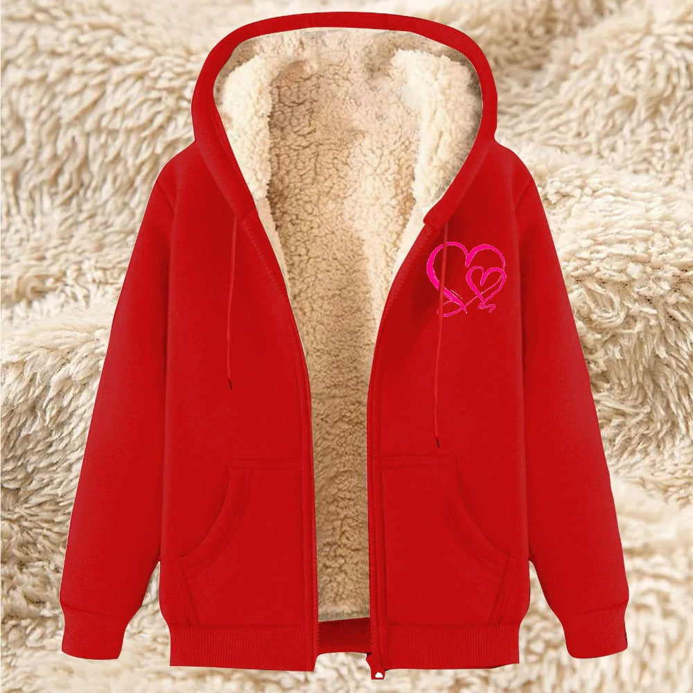 Men's Sherpa Fleece Hoodie Printed Zip-Up Hoodie