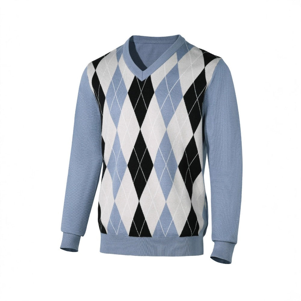 New Season Plaid Patchwork Loose Fit Long-Sleeve Pullover for Men