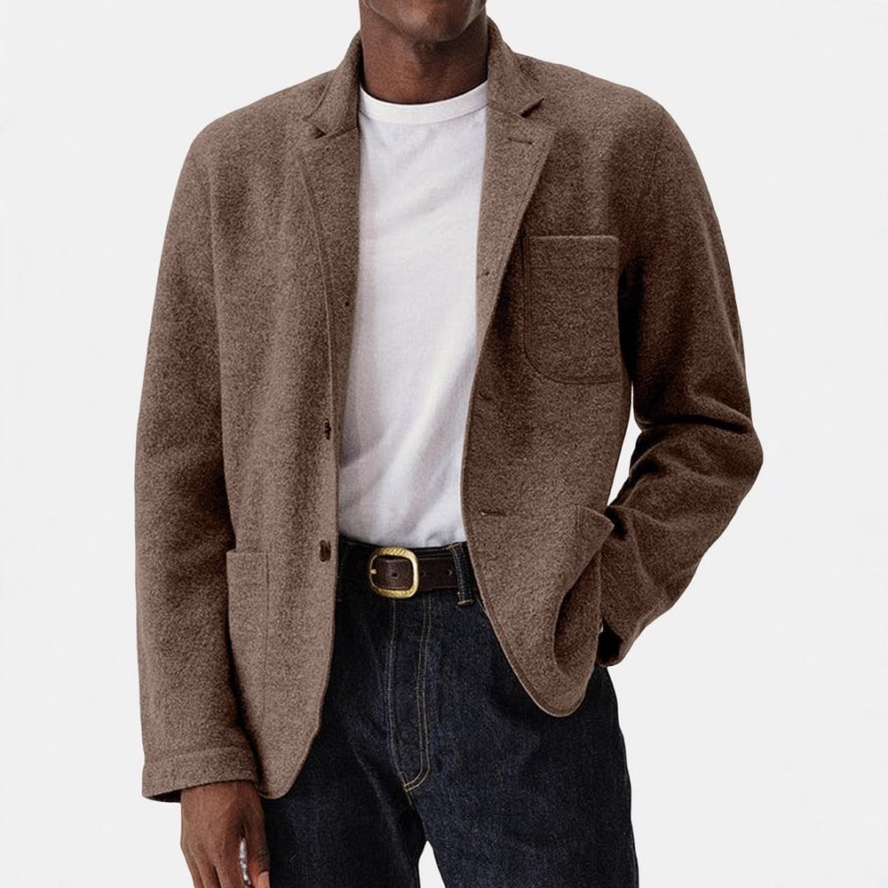 New Men's Solid Color Trendy Wool Blend Jacket