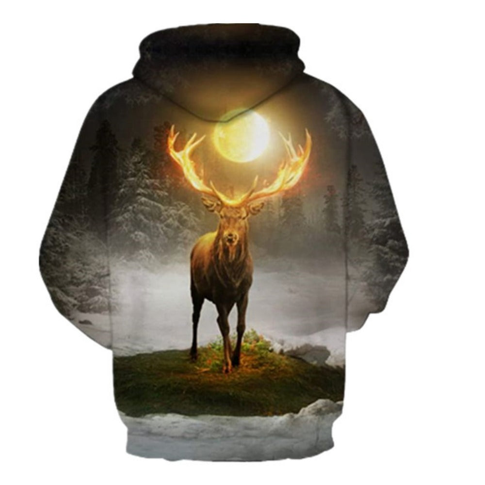 Animal Wolf Digital Print 3D Hoodie Men's Stylish Pullover Couple's Baseball Jacket