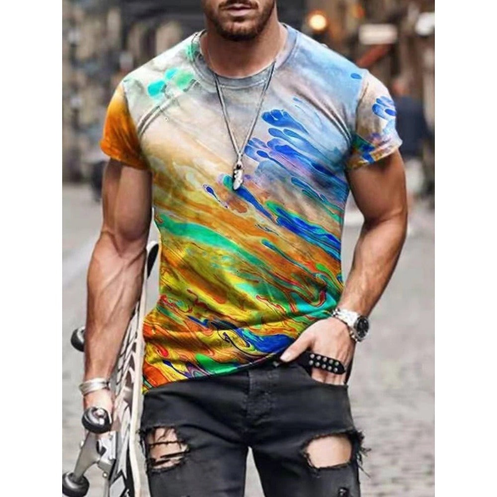 Street Style Abstract Painting Print Men's Short-Sleeve T-Shirt