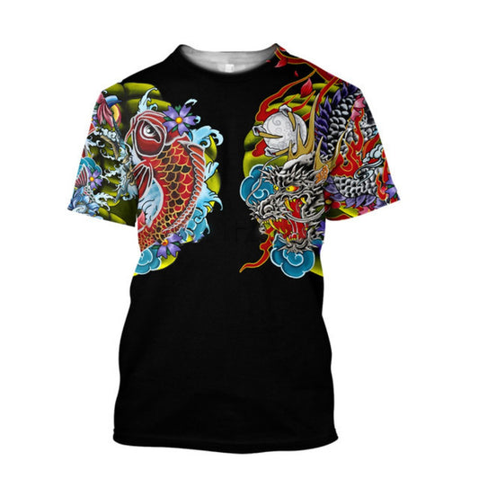 2023 Summer Men's Digital Print Youth Letter Graphic Casual Tee
