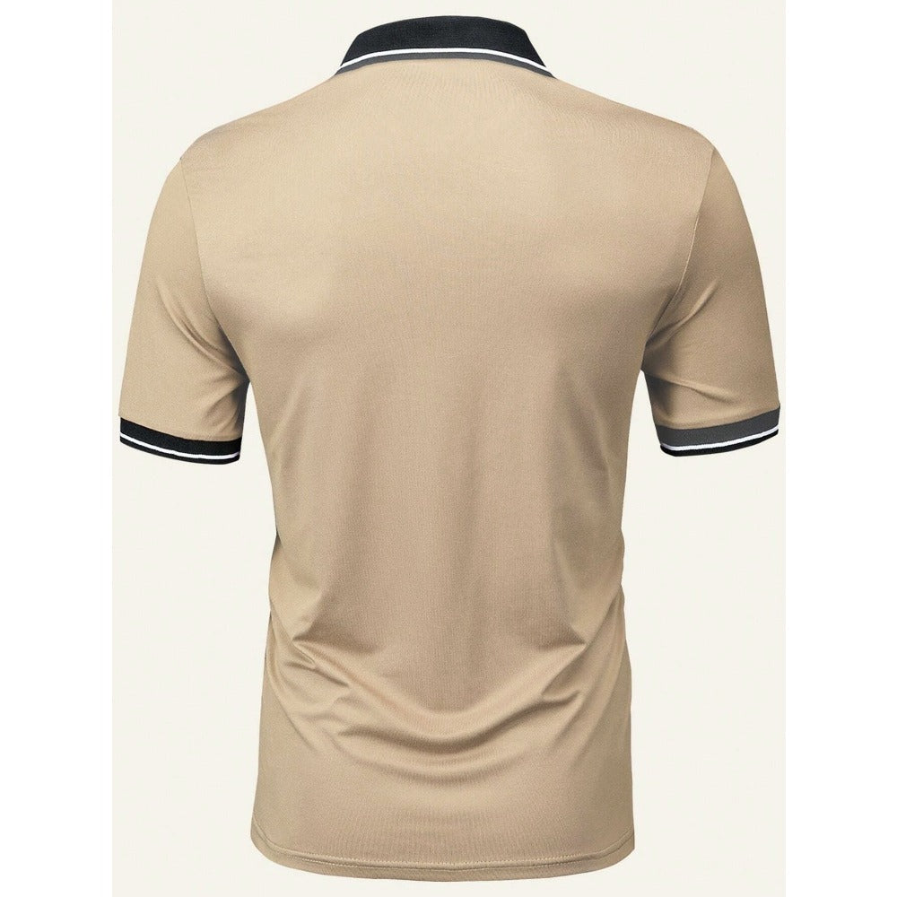 Summer New Men's T-Shirt Casual Button Short Sleeve Jacquard Collar Polo Shirt Business Turn-Down Collar Shirt
