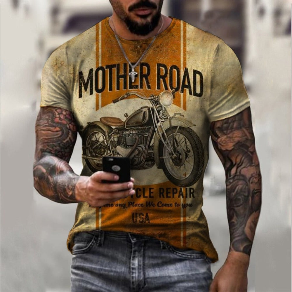 Red-Eye Wolf 3D Print Men's Streetwear Round-Neck Tee