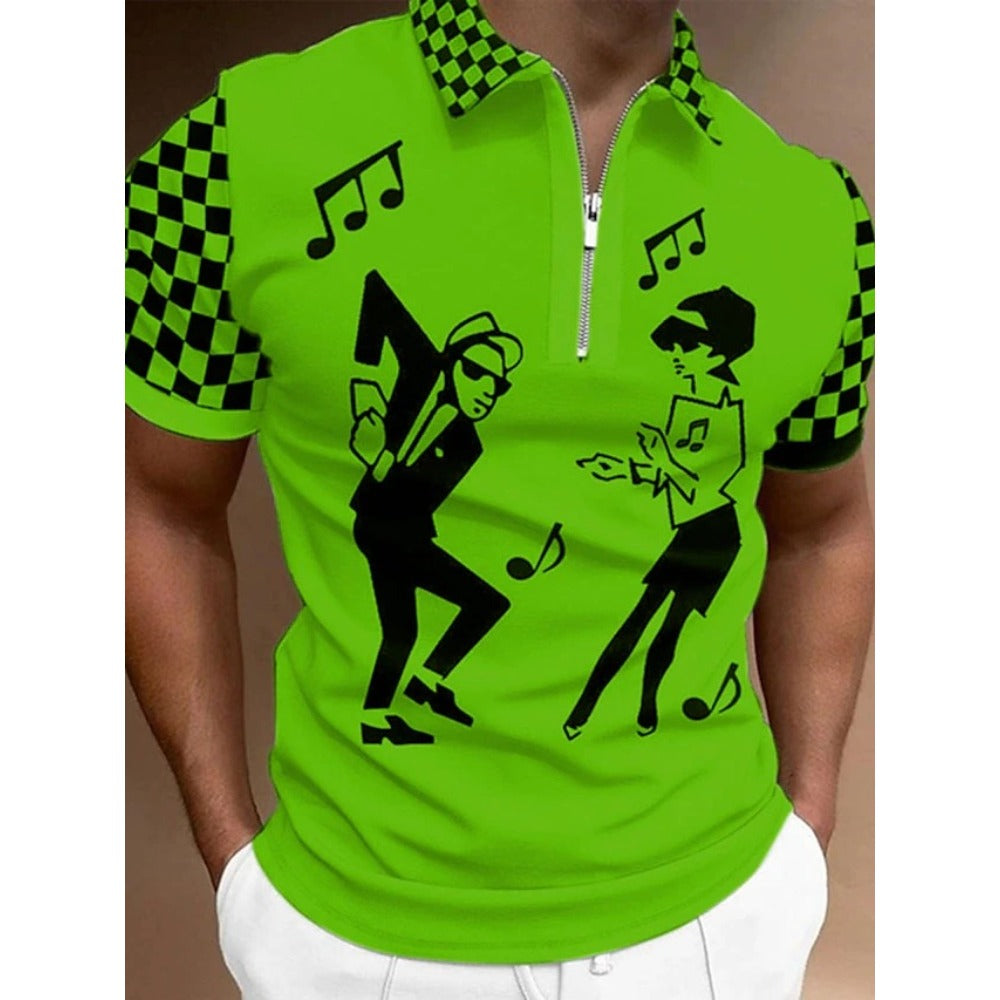 Hot Item Polo Shirt New Men's Polo Shirt 3D Digital Print Turn-Down Collar Short Sleeve Sport Shirt