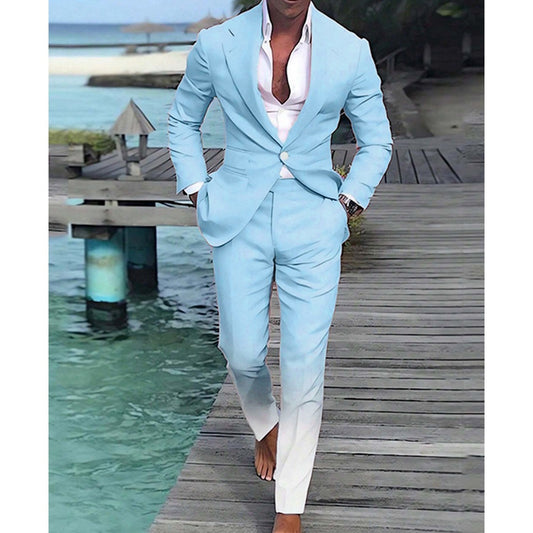 Digital Gradient Print TwoPiece OneButton Men's Suit Set