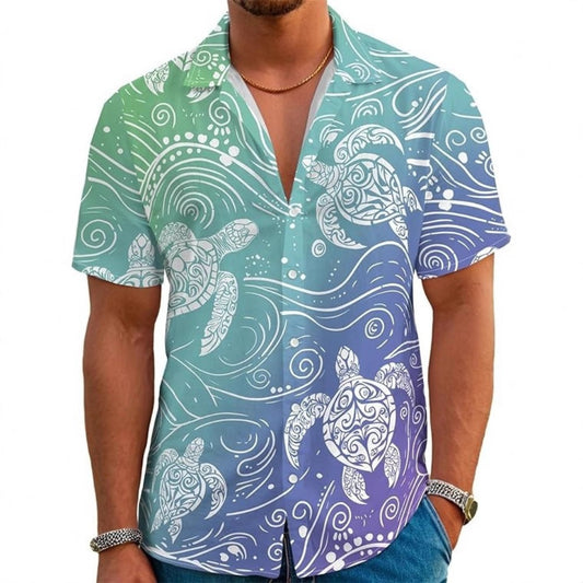 Fun Hawaiian Shirt Men's Vintage Button Short Sleeve Summer Beach Shirt Holiday Theme Party