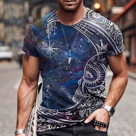 Horror Skeleton 3D Print Unisex Oversized Round-Neck Short-Sleeve Tee