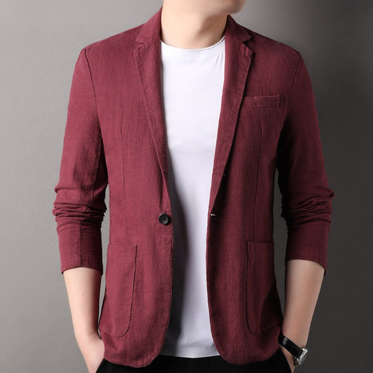 New Spring SingleBreasted Suit Jacket  Men's Casual Solid Color Blazer for Business & Leisure