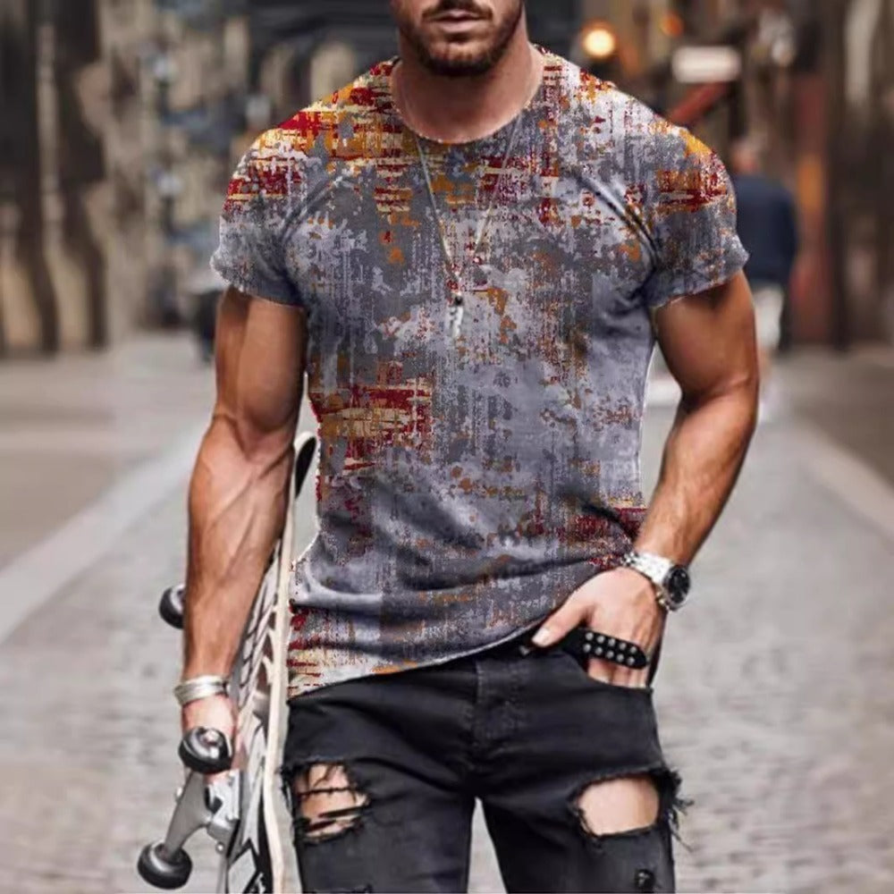 Streetwear Abstract Art Print Men's Casual Short-Sleeve T-Shirt