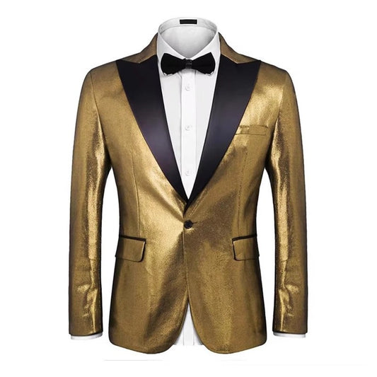 New KoreanStyle Men's Stage Suit  Blue NightclubEvening Sequined Blazer