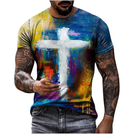 TK/Shopee Hot Selling 3D Print Men's Loose Short-Sleeve Casual Tee