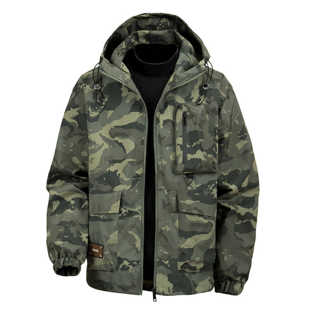 New Men's Camo Hooded Water-Resistant Winter Jacket
