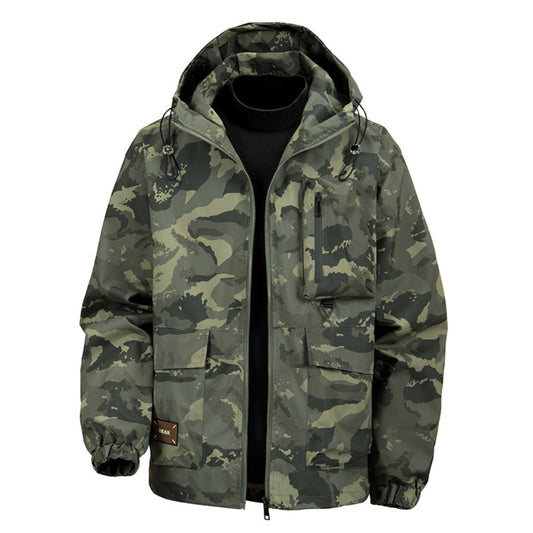 New Men's Camo Hooded Water-Resistant Winter Jacket