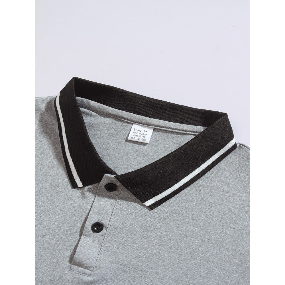 Summer New Men's T-Shirt Casual Button Short Sleeve Jacquard Collar Polo Shirt Business Turn-Down Collar Shirt