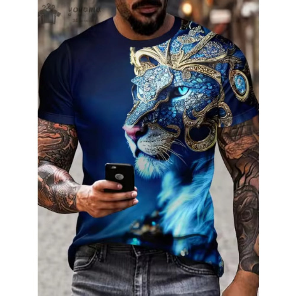 Summer New Skeleton 3D Digital Print Men's Short-Sleeve Tee