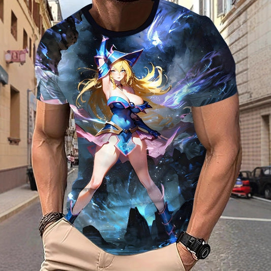 2023 Summer Pirate Theme 3D Print Oversized Men's Round-Neck Tee