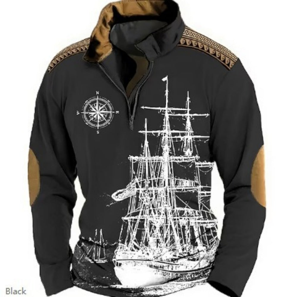 Half-Zip Tribal 3D Print Men's Pullover Hoodie